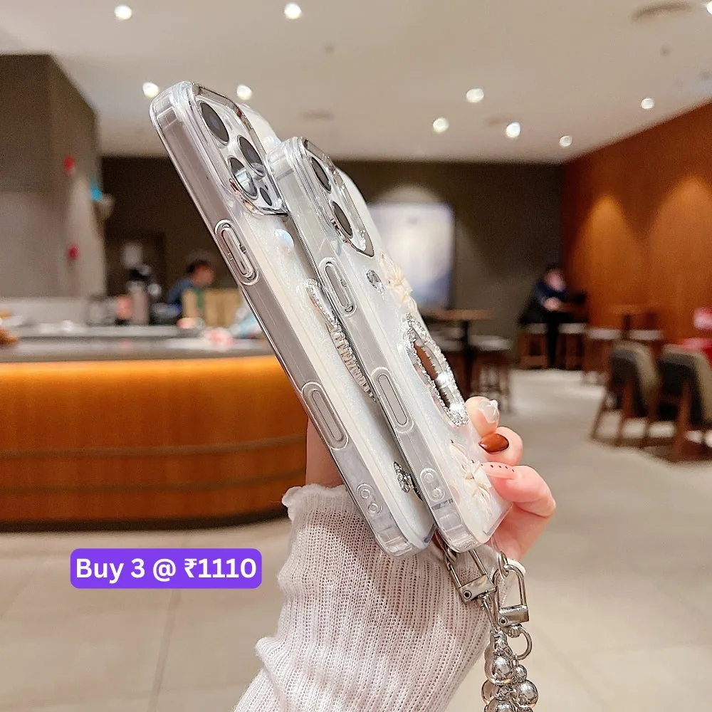 Mirror Rubber Gel TPU (Soft) Phone Case with Bracelet - iPhone 14 Plus