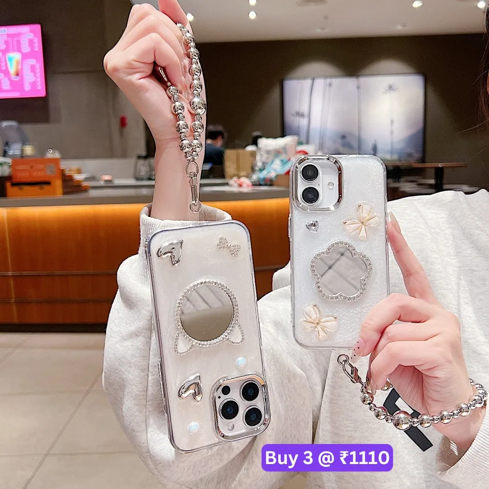 Mirror Rubber Gel TPU (Soft) Phone Case with Bracelet - iPhone 14 Plus