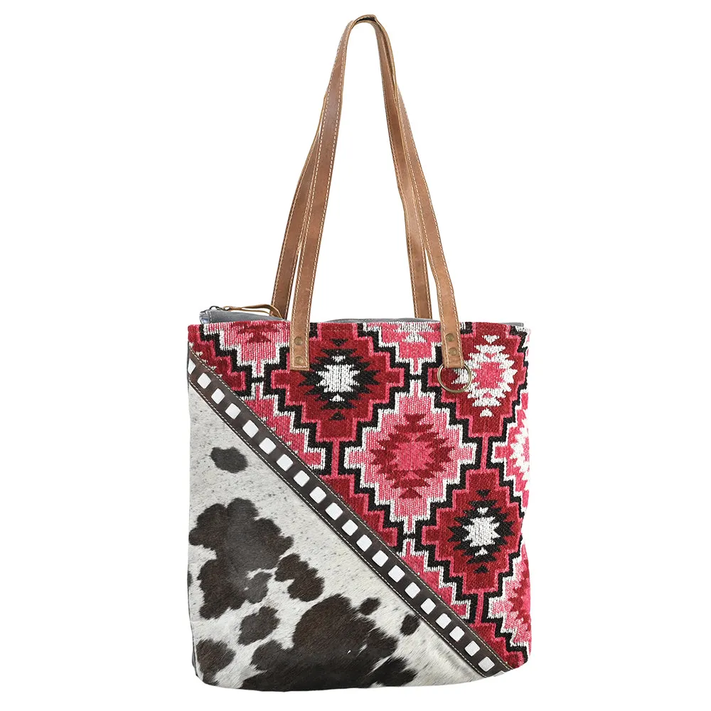 OHLAY OHV292 TOTE Upcycled Wool Upcycled Canvas Hair-on Genuine Leather women bag western handbag purse