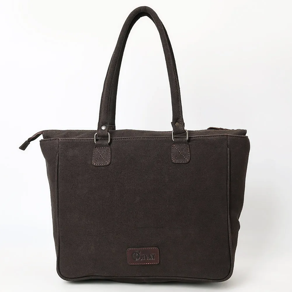 OHLAY Tote Upcycled Canvas  Genuine Leather Women Bag Western Handbag Purse