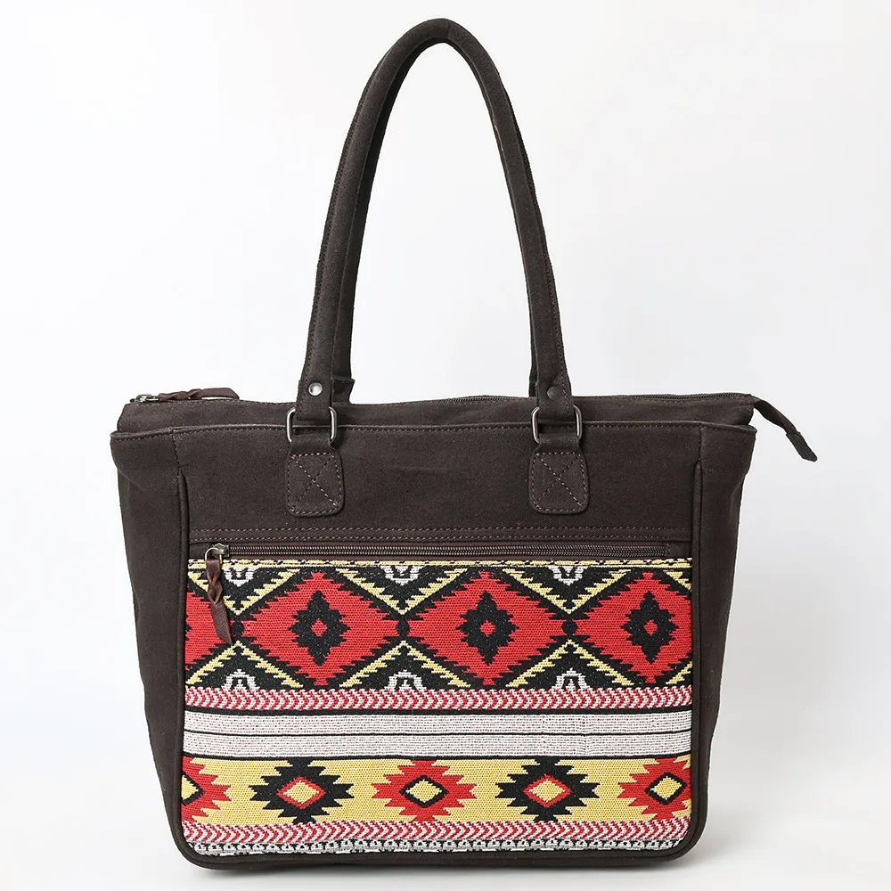 OHLAY Tote Upcycled Canvas  Genuine Leather Women Bag Western Handbag Purse